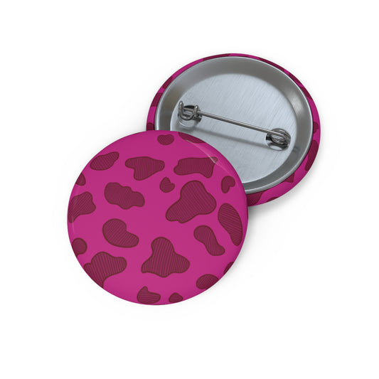Pink Cow Print Button Pin